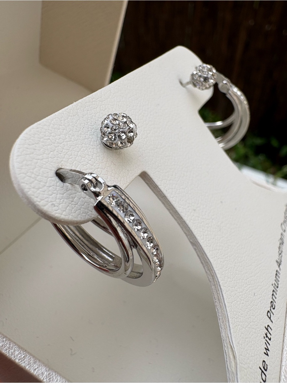 Crystal-Accented Silver Hoop Earrings for Women
